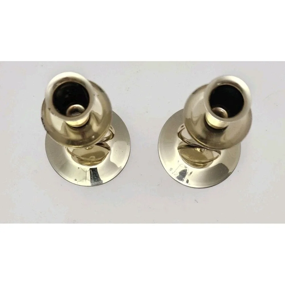 Lot of 2 Vintage Brass Chamberstick Taper Candle Stick Ring Holders